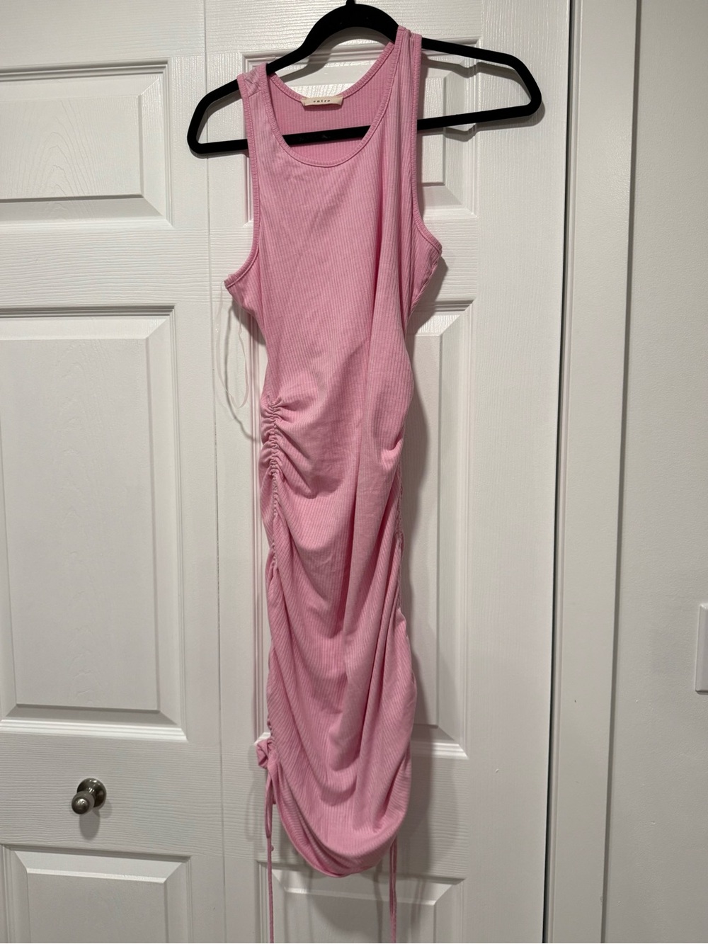 entro Pink Ruched Tank Midi Dress